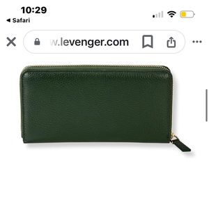 Levenger leather wallet dark green